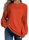 Suéter feminino Dokotoo, casual, de malha, manga comprida, laranja, grande