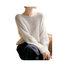 Suéter Feminino Elegante Transparente De Tricô Solto Macio E Quente Para Outono Inverno Em Cashmere