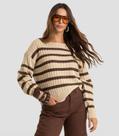 Suéter Feminino Em Tricot Listrado Dianna Marrom Suéter Feminino Em Tricot Listrado Dianna Marrom
