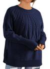 Suéter feminino Eytino, pulôver plus size, gola redonda, azul marinho