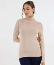 Suéter Feminino Gola Alta Botões Marisa Bege-53371