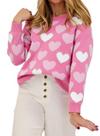 Suéter feminino KevaMolly Valentines Pink Heart Plus Size 4GG