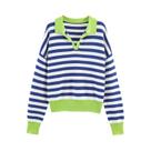 Suéter Feminino Listrado De Tricô Manga Comprida Estilo Vintage Chique Outono Pulôver High Street