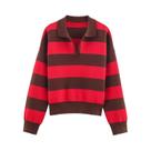 Suéter Feminino Listrado De Tricô Manga Longa Estilo Vintage Chique Outono Pulôver High Street
