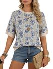 Suéter feminino MINSURE, manga curta, floral, de malha solta