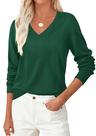Suéter feminino PRETTYGARDEN com decote em V 2026, outono e inverno, verde