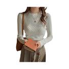 Suéter Feminino Quente De Tricô Gola O Ajustado Manga Longa Casual Básico Outono Inverno