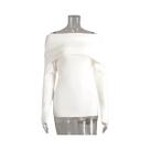 Suéter Feminino Slim De Tricô Com Ombros Descobertos, Manga Longa, Moda Outono Inverno, Elegante