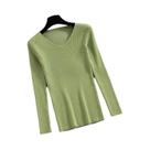 Suéter Feminino Slim-fit Com Decote Em V, Manga Longa, Básico, Sólido, Casual Para Primavera E
