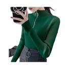 Suéter Feminino Slim Fit De Gola Alta Com Zíper, Pullover De Tricô Para Outono E Inverno, Top Básico