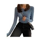 Suéter Feminino Slim Fit De Tricô Com Botões E Gola O, Pulôver Listrado Sólido Para Primavera E Suéter Feminino Slim Fit De Tricô Com Botões E Gola O, Pulôver Listrado Sólido Para Primavera E