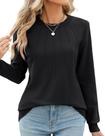 Suéter feminino TCOT 2024, leve, de outono, preto, de malha, gola redonda