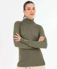 Suéter Feminino Tricô Gola Alta Botões Marisa Verde-53373