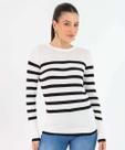 Suéter Feminino Tricô Listrado Pérolas Marisa Off Whit-53385