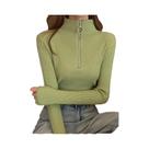 Suéter Feminino Vintage De Tricô Com Zíper E Manga Longa, Gola Alta, Casual E Elegante