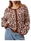 Suéter feminino WDIRARA Leopard Fuzzy Knit Claret XS