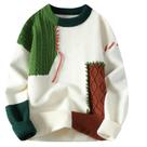 Suéter GURUNVANI Patchwork Colorblock Cable Knit Oversize