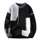 Suéter GURUNVANI Patchwork Colorblock Cable Knit Oversize