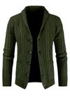 Suéter JMIERR para Hombre con Cuello Chal, Tejido de Cable y Bolsillos con Botones