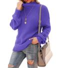 Suéter Jouica feminino de inverno com gola alta de tamanho grande, roxo, azul