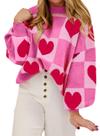 Suéter KevaMolly Valentines Heart Lantern Manga Rosa GG