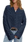 Suéter LAMISSCHE Cable Knit Cropped Oversize azul-marinho para mulheres
