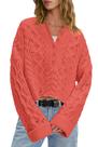 Suéter LAMISSCHE Cable Knit Cropped Oversize Coral para mulheres