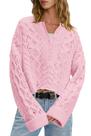 Suéter LAMISSCHE Cable Knit Cropped Oversize rosa claro XL