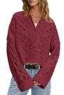 Suéter LAMISSCHE Cable Knit Cropped Oversize vermelho vinho para mulheres