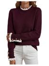 Suéter MakeMechic Lace Peplum Mock Neck para mulheres Suéter MakeMechic Lace Peplum Mock Neck para mulheres