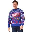 Suéter Marvel Feio de Natal Tricotado Azul XL