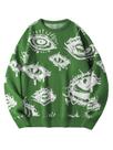 Suéter masculino BEAUDRM Fall Goth Grunge Oversize Punk Green