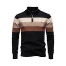Suéter Masculino De Algodão Com Zíper E Gola Alta Em Patchwork, Quente E Casual Para O Inverno