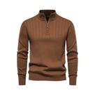 Suéter Masculino De Algodão Quente Com Zíper, Gola Alta, Tricotado, Alta Qualidade, Outono/Inverno