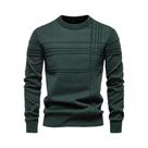 Suéter Masculino De Algodão Tricotado Com Gola Redonda E Design Listrado Para Outono Inverno