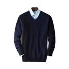 Suéter Masculino De Cashmere E Algodão Com Decote Em V, Quente Para Outono E Inverno