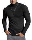 Suéter masculino de gola alta NY Threads com nervuras e ajuste fino, GG, preto