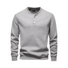 Suéter Masculino De Inverno Com Forro De Lã E Botões, Cor Sólida, Casual, AIOPESON