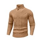 Suéter Masculino De Inverno Com Gola Xale Em Tricô Trançado De Lã Cor Sólida Com Forro De Lã Tamanho