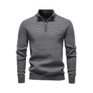 Suéter Masculino De Inverno Em Malha Listrada De Algodão Grosso Com Gola Alta Estilo Luxo Old Money