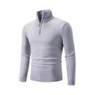 Suéter Masculino De Inverno Quente Em Algodão Com Gola Alta E Zíper, Cor Sólida, Tricotado