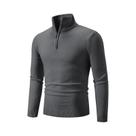 Suéter Masculino De Inverno Quente Em Algodão Com Gola Alta E Zíper, Cor Sólida, Tricotado