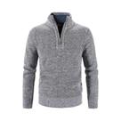 Suéter Masculino De Lã Com Gola Alta E Zíper, Slim Fit, Tricotado Para O Inverno E Primavera