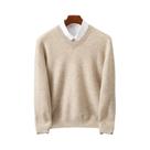 Suéter Masculino De Lã Merino 100% Cashmere Com Decote Em V, Manga Longa, Casual Elegante Para