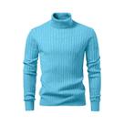 Suéter Masculino De Lã Quente Com Gola Alta E Listras, Malha Casual Para O Frio, Blusa Básica Para