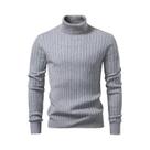 Suéter Masculino De Lã Quente Com Gola Alta E Listras, Malha Casual Para O Frio, Blusa Básica Para