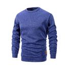Suéter Masculino De Malha Gola Redonda Manga Longa Cor Sólida Casual Solto Para Outono - Estilo