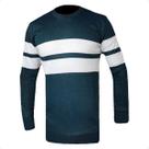 Suéter Masculino Gola Redonda Poliamida Blusa Frio Listrado