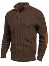 Suéter masculino JMIERR, tricotado, fino, colarinho, marrom M