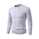 Suéter Masculino Leve De Gola Redonda Com Manga Longa E Padrão Trançado Casual